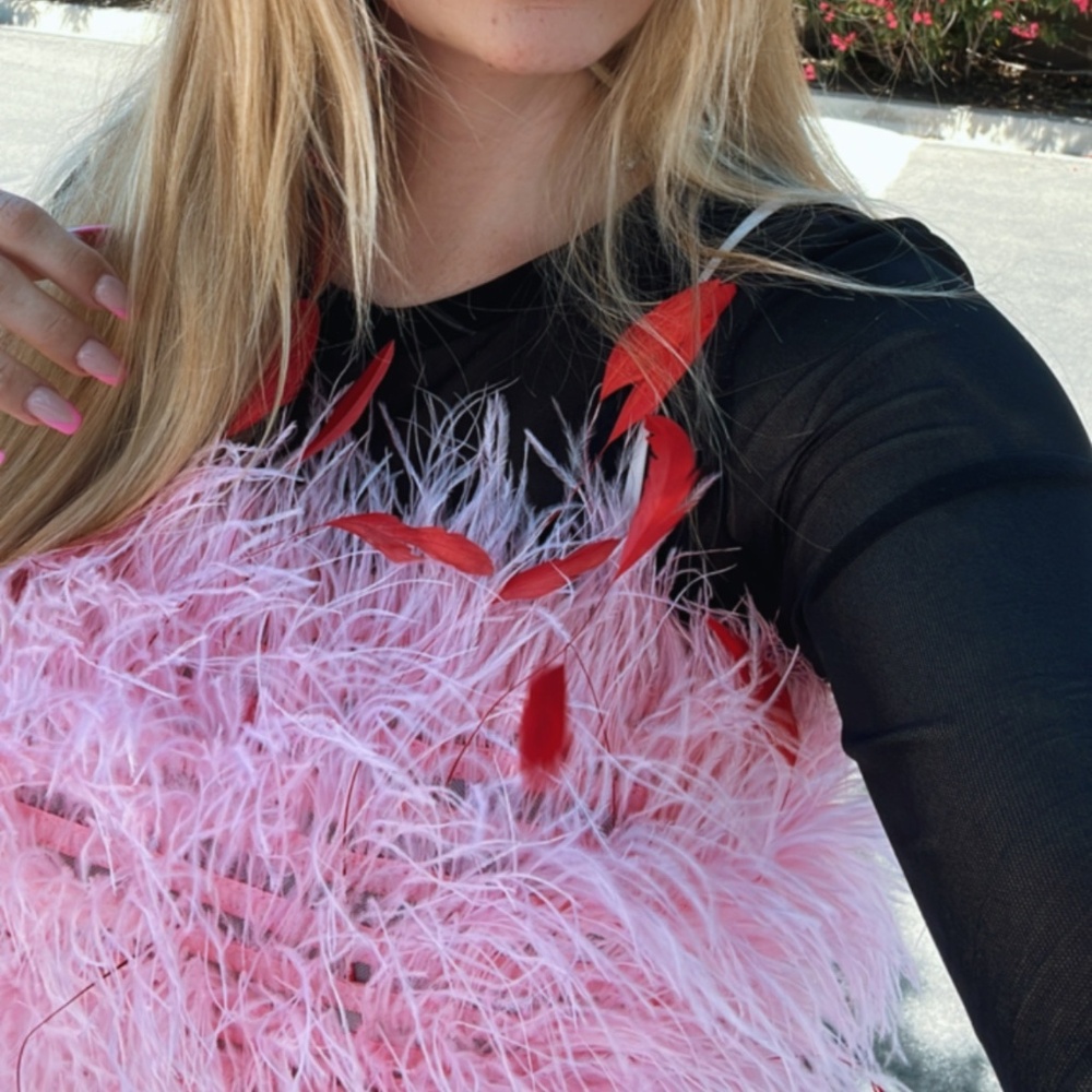 Pink fuzzy crop blouse